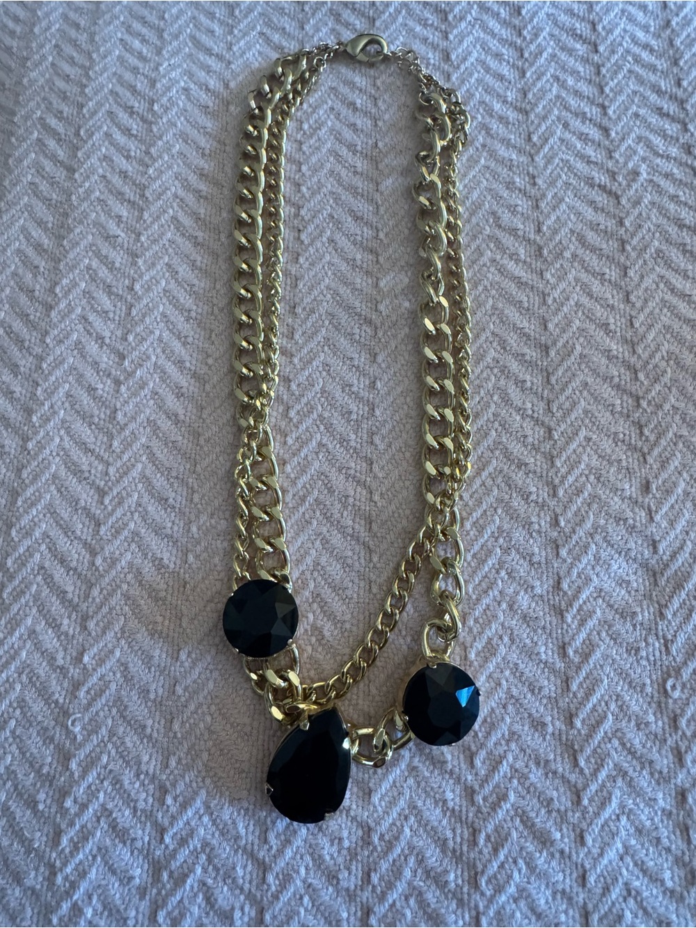 Park Lane Gold-Tone Necklace with Black Faceted Stones